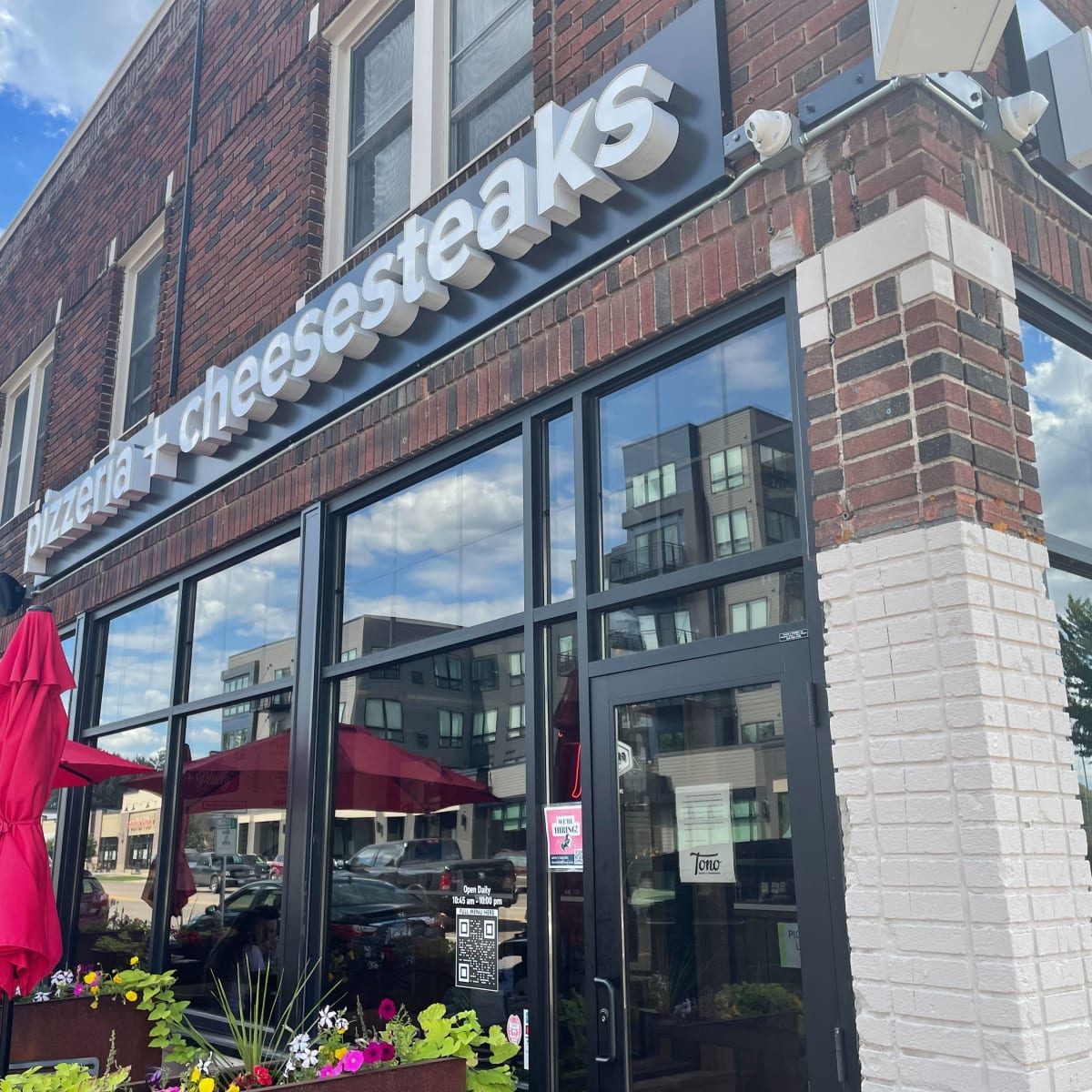 Tono Pizzeria + Cheesesteaks storefront exterior by Klasic Exteriors